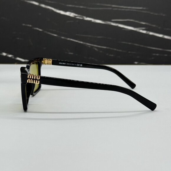 NEW MIU MIU BLACK GREEN SQUARE SUNGLASSES MU13ZS 16K07O WOMEN MIU MIU MU 13ZS - Picture 7 of 11